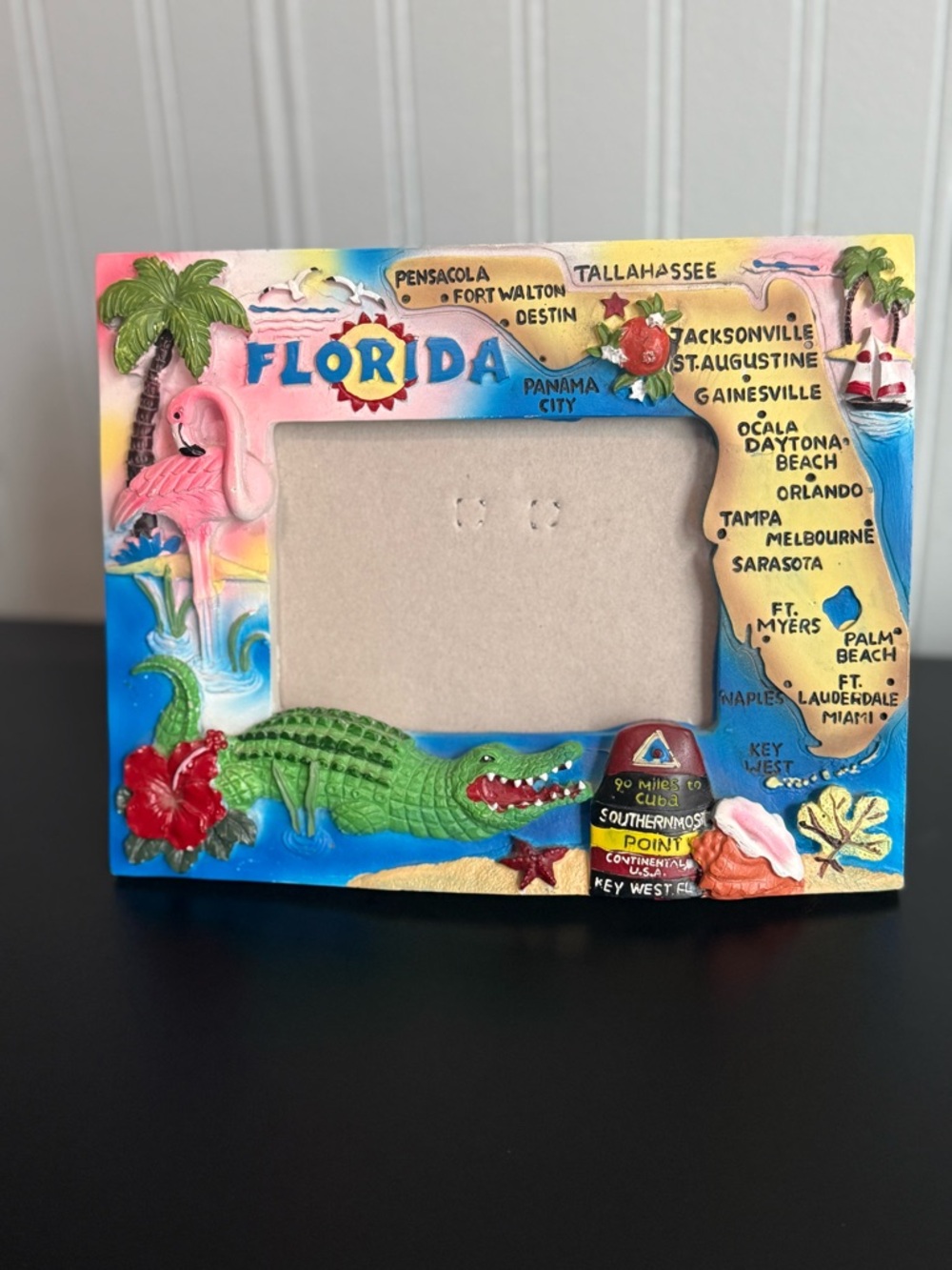 Florida Map Souvenir Picture Frame - Colorful Tropical Design